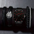 Fashion Men's Quartz Watch Set, Business Casual Timepiece with Beaded Cuff, Alloy Case & Scratch-Resistant Glass