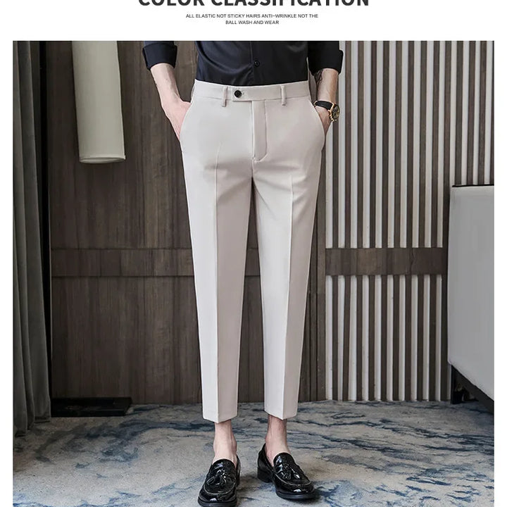 Fashionable Cropped Pants For Men Casual Trendy Spring Autumn New Arrival Small Trousers Draped No Ironing Cone Shaped Pants