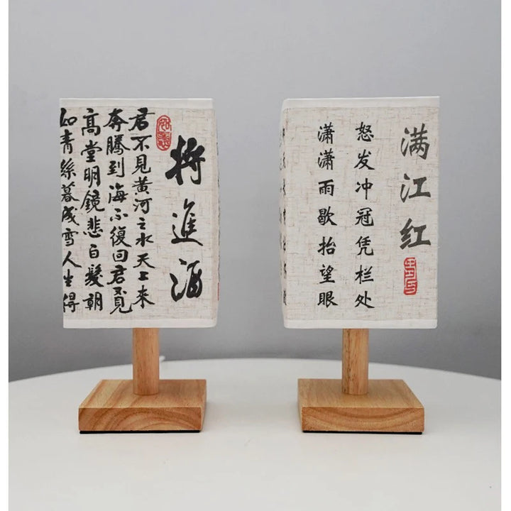 LED Square Decoration Table Lamps Simple Chinese Style Dimmable USB Plug Night Light Fabric Lampshade Bedroom Bedside Lights