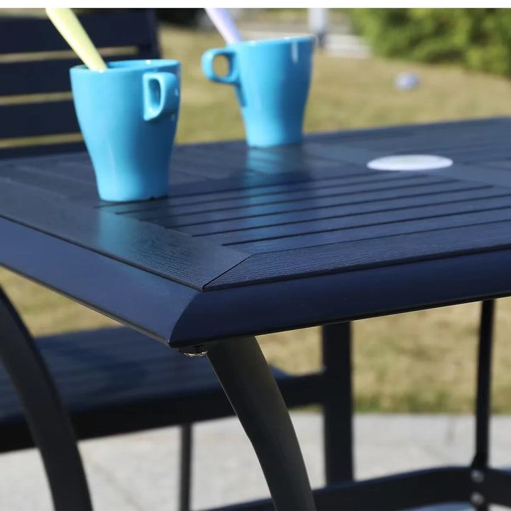 New Square Backyard Table 120cm Outdoor Table Rectangular Wood-plastic Patio Dining Table Metal Iron Modern Furniture