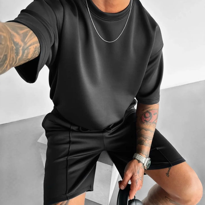 Men 2025 summer fashion sports design sense simple casual solid color quick drying short-sleeved T-shirt trend clothes