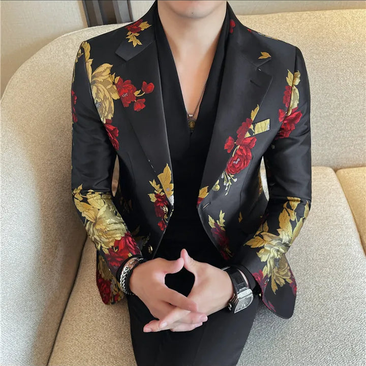 Men's suit jacket is fashionable, cool and versatile. It is a business casual and trendy embroidered suit jacket and suit jacket