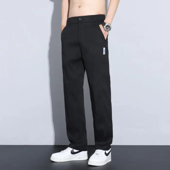 Men Fashion High Light Luxury Casual Suit Pants Male Loose Straight Look Taller Blazer Pants Ankle Length Cropped Trousers