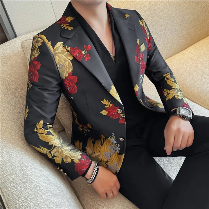 Men's suit jacket is fashionable, cool and versatile. It is a business casual and trendy embroidered suit jacket and suit jacket