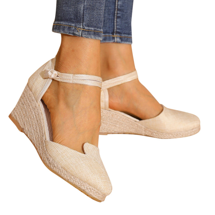 Women Platform Wedge Linen Sandals Fast Shipping Versatile Braided Buckle Breathable Wedge Sandals High-Heeled Shoes SandáLias
