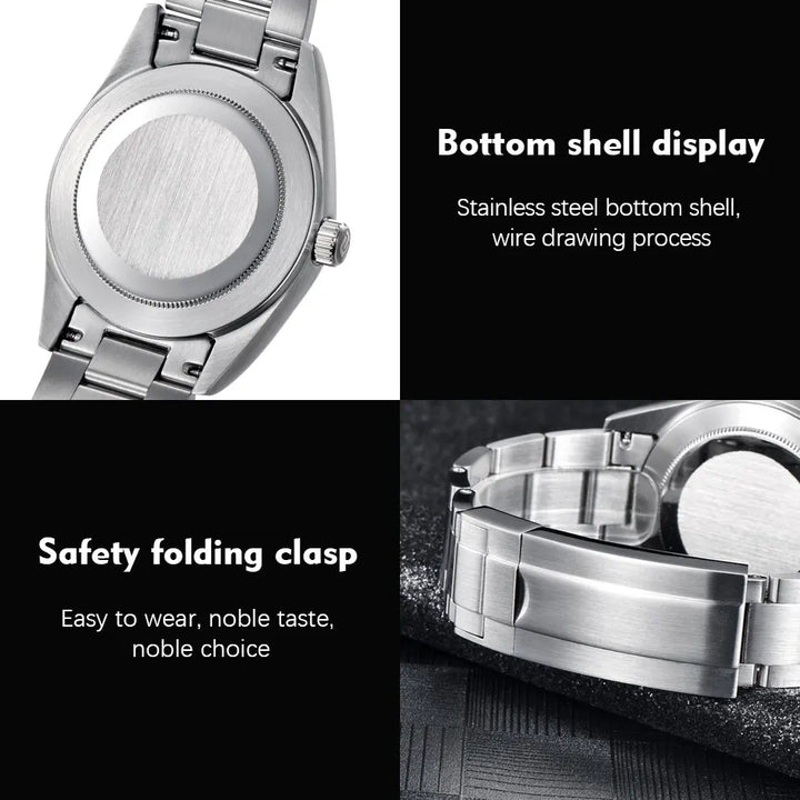 TERAMI New Mechanical Watches for Men NH35 Japan Movement Classic Sapphire Mirror 316L Stainless 200M Waterproof Automatic Clock
