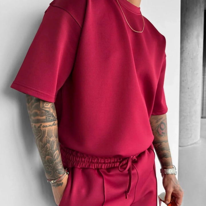 Men 2025 summer fashion sports design sense simple casual solid color quick drying short-sleeved T-shirt trend clothes