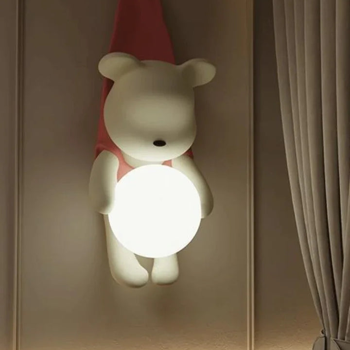SANDYHA Nordic Resin Wall Lamp Cute Little Bear Design LED Light Children's Room Bedroom Decoration Home Study Lighting Fixtures
