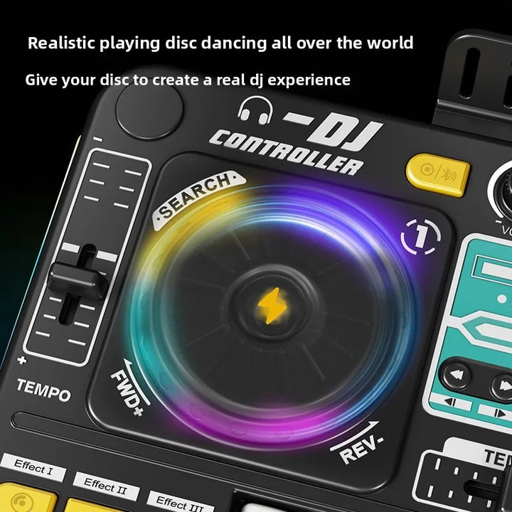 Kid Musical DJ Mixer with Microphone Electronic Keyboard Bluetooth DJ Turntable Console Junior Music Instrument Educational Toy