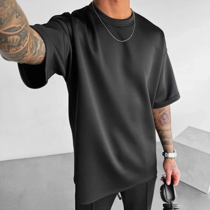 Men 2025 summer fashion sports design sense simple casual solid color quick drying short-sleeved T-shirt trend clothes
