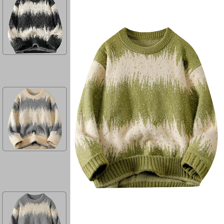 Men's Casual Tops, Asymmetrical Color-Blocked Knitwears, Single-Piece Sweaters, Suitable for Daily Home, Travel, Parties, Commuting, Outdoor Fashion and Versatile, Showing Elegant, Street Fashion, Travel Clothing.