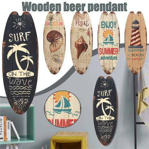 Vintage Hanging Wooden Sign Surfboard Casual Home Decor Retro Beach Style Ornaments Home Garden Decor Accessories Decoración