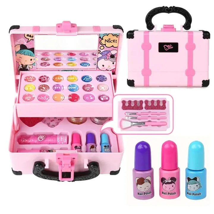 Kid Make Up Set Beauty Toy Cosmetics Playing Box Princess Makeup Girl Toy Play Set Lipstick Eye Shadow Safety Nontoxic Girl Gift