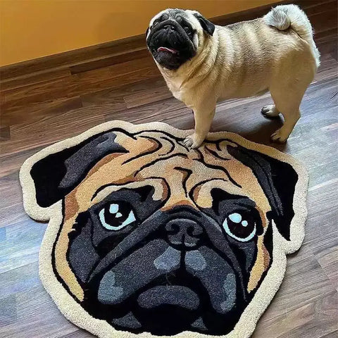 Imitation cashmere floor mat cute pug pet special-shaped home blanket bedroom carpet