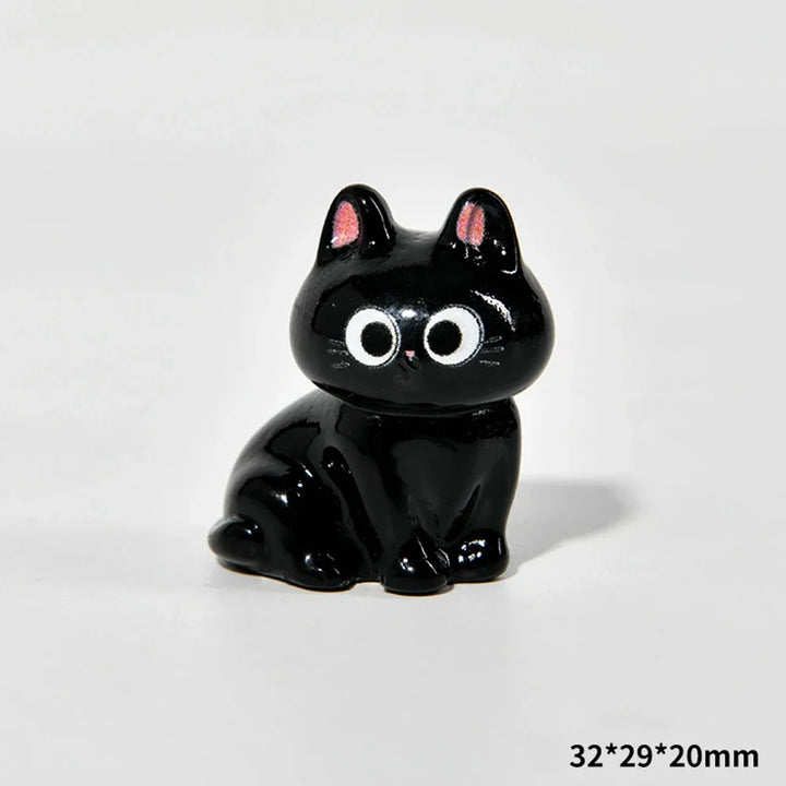 Estatueta de gatos de resina de desenho animado, mini gatinho,  ornamentos para casa, criativo, desktop, carro, montado,
