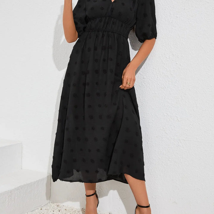 New Boho Floral Print Midi Dress Women Fashion V-neck Short Sleeve Dresses For Women 2025 Summer Casual Holiday Long Dress