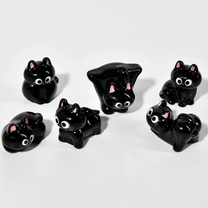 Estatueta de gatos de resina de desenho animado, mini gatinho,  ornamentos para casa, criativo, desktop, carro, montado,
