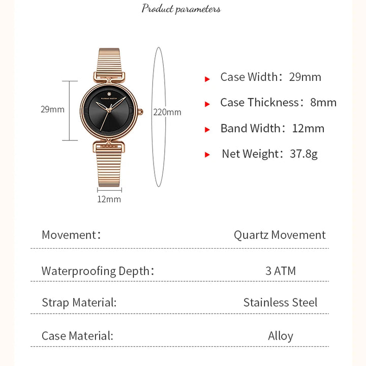 2025 New Women's Watch Top Brand Leisure Fashion 29mm Mini Dial Stainless Steel Mesh Strap Nordic Simple 3Bar Waterproof Watches