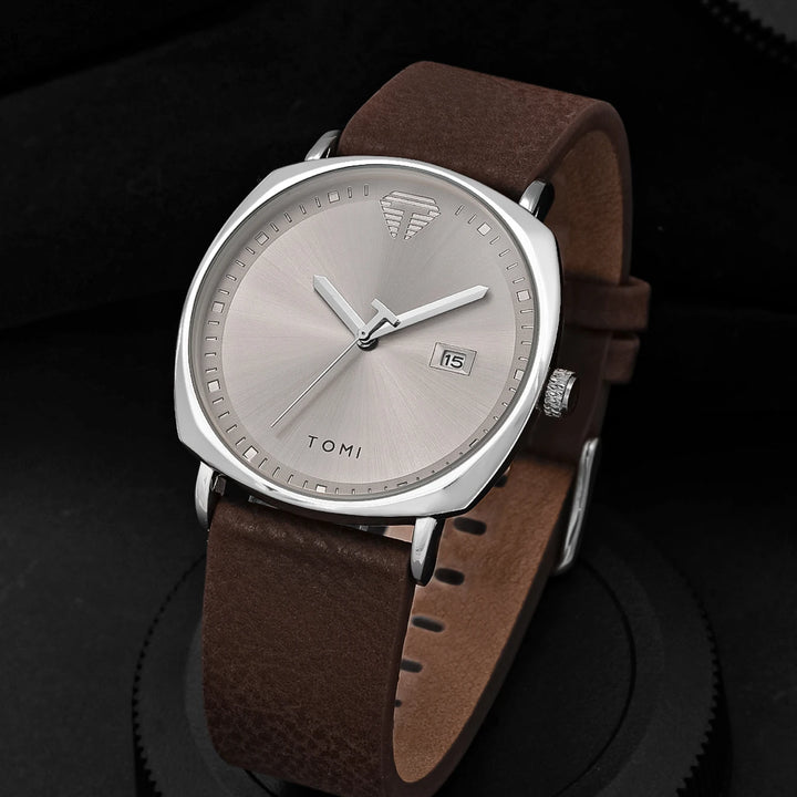TOMI Men's Watch Minimalist Fashion Sports Watch Calendar Leather Casual Quartz Watch