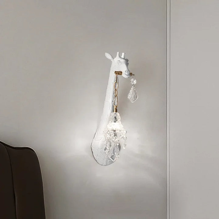 SANDYHA Giraffe Resin Led Wall Lamp for Bedroom Bedside Living Room Lamp Designer Luxury Crystal Aisle Light Home Decor Fixtures