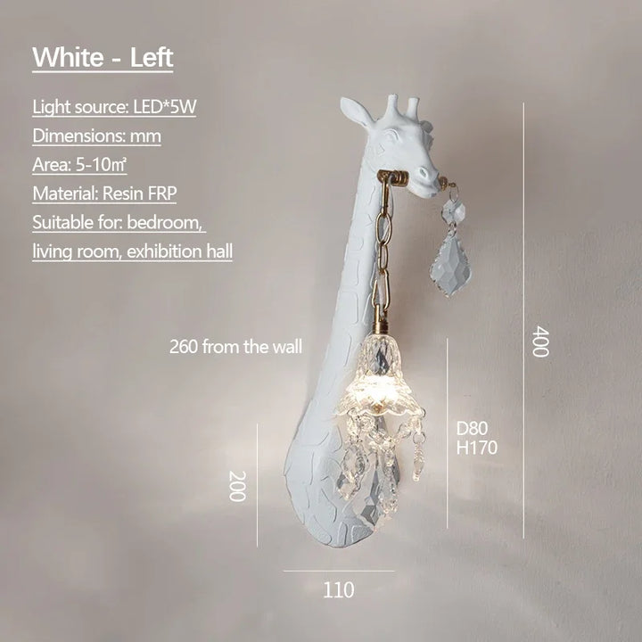 SANDYHA Giraffe Resin Led Wall Lamp for Bedroom Bedside Living Room Lamp Designer Luxury Crystal Aisle Light Home Decor Fixtures