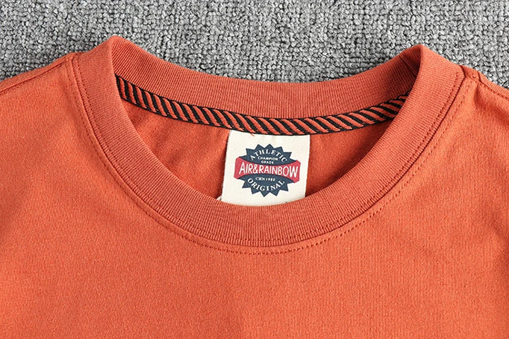 Fashionable men spring/summer new vintage printed short-sleeved T-shirt washed combed cotton fashion youth half-sleeved tee