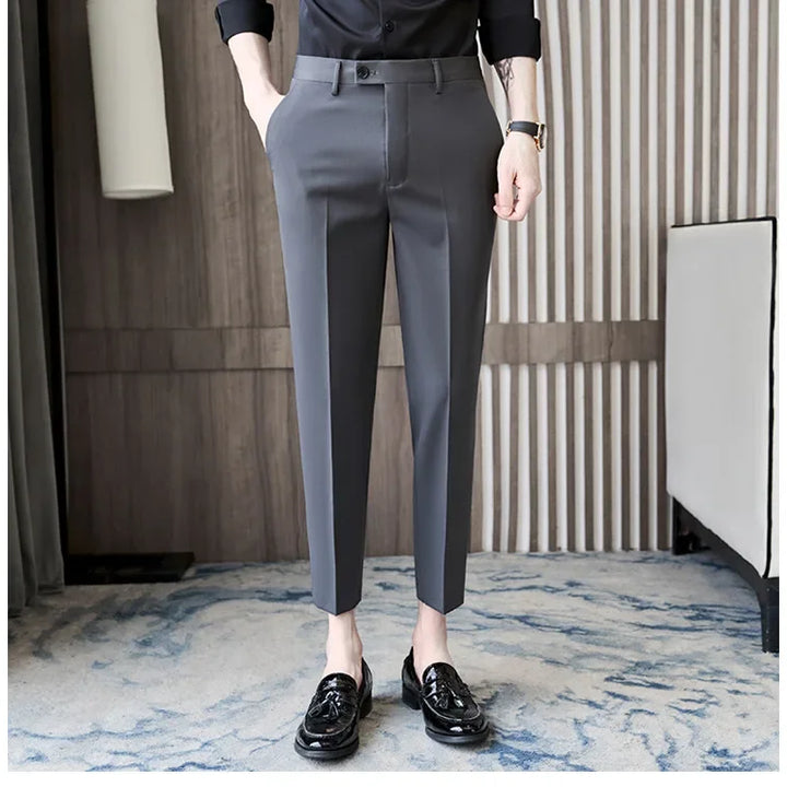 Fashionable Cropped Pants For Men Casual Trendy Spring Autumn New Arrival Small Trousers Draped No Ironing Cone Shaped Pants