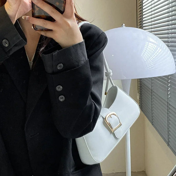 Bolsa de ombro feminina cor sólida popular pequeno saco tendência verão 2025 nova moda crossbody saco textura ombro axilas saco