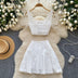 Holliday Midi Dress White Two Piece Sets Women Summer Crop Tops Short Skirts Suits Embroidery Hollow Out Beach Cotton Vestidos