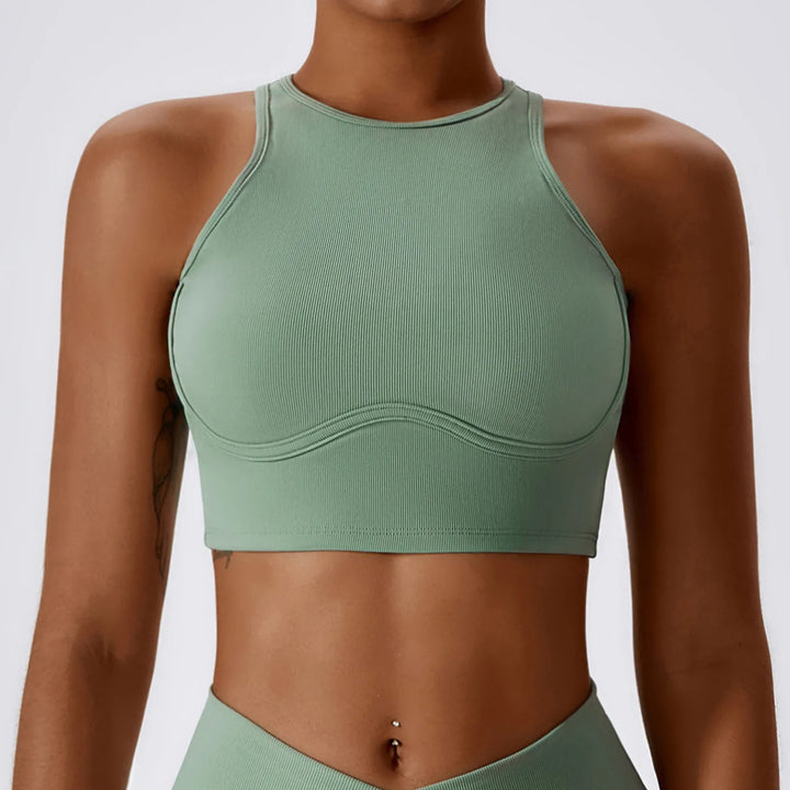 Women Seamless Rib Yoga Bra Female Fitness Crop Top Workout Gym Push Up Training Bra Athletic Back Hollow Yoga Vest Sportswear