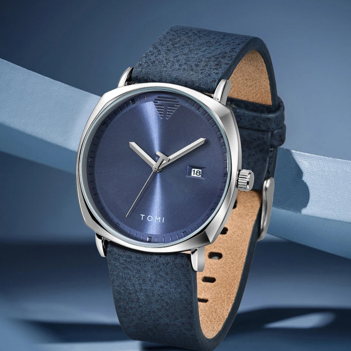 TOMI Men's Watch Minimalist Fashion Sports Watch Calendar Leather Casual Quartz Watch