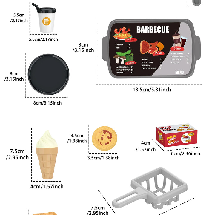 Children's toys: Pretend play, barbecue, fast food, pizza, sushi, afternoon tea, desserts, kitchen food, toy sets