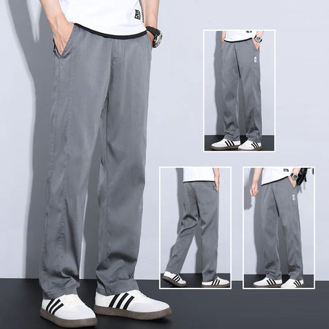 Men Fashion High Light Luxury Casual Suit Pants Male Loose Straight Look Taller Blazer Pants Ankle Length Cropped Trousers