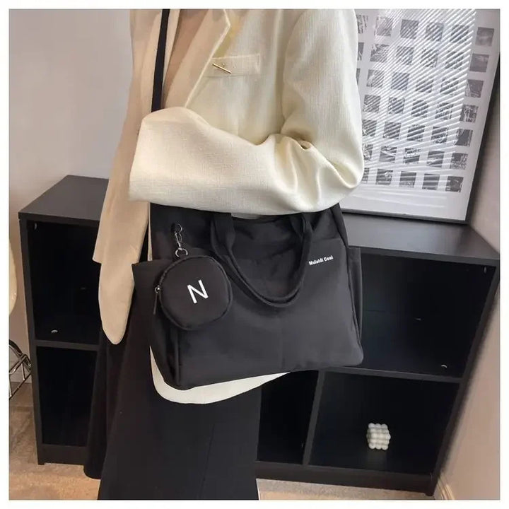 Bolsa mensageiro à prova d'água feminina, bolsa de ombro de nylon para estudantes