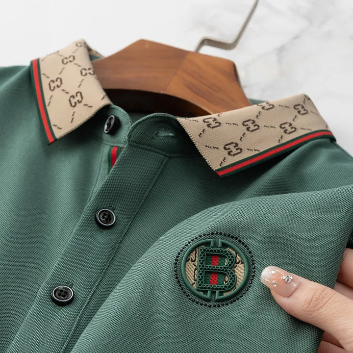 Men's Fashion 2025 Short sleeved Summer Polo Shirt High end Design Exquisite Ice Silk Embroidered Breathable T-shirt