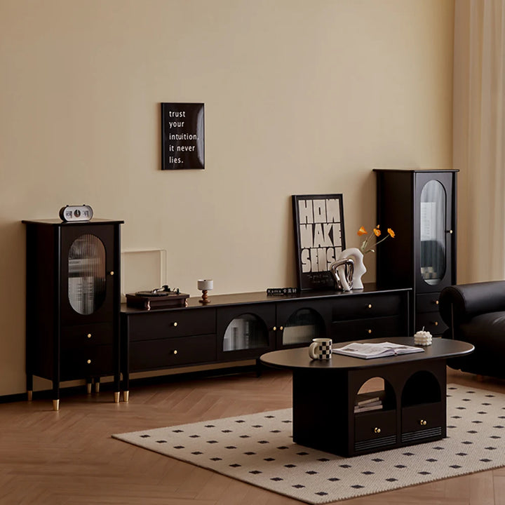 Vintage Aesthetic TV Stand With Glossy Wood Living Room Furniture Accessories Stylish Modern Storage Solution Your Bedroom
