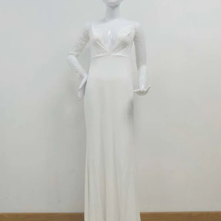 Fashion Female French Wedding Dress Sexy  Elegant Lace Evening Dresses Long Vestidos Summer Dress Sexy Dress Women