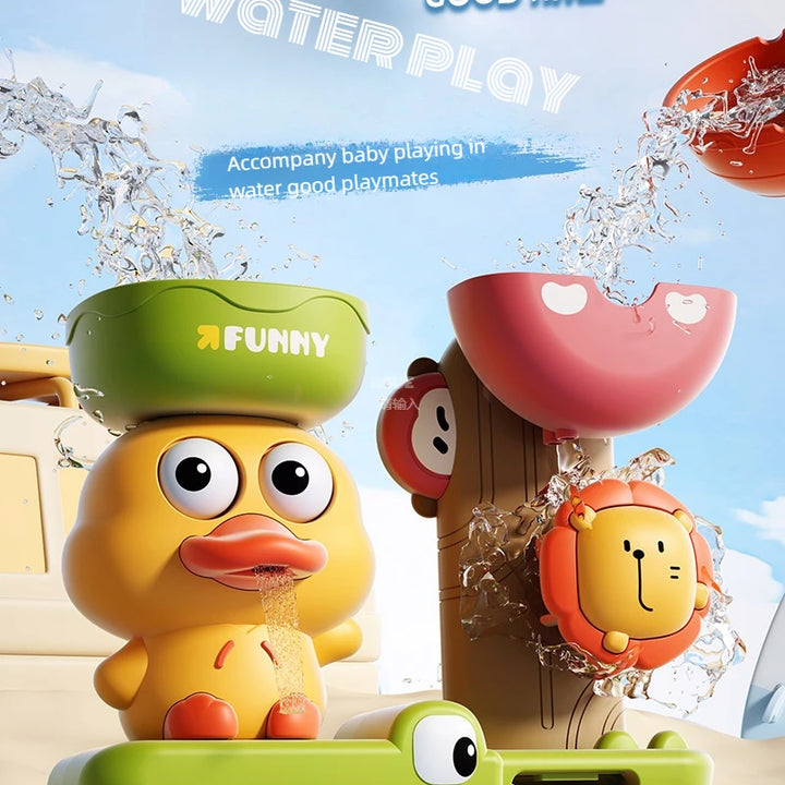 2025 Baby Bath Toy Play Water in Duck/Flower Shape Lion Waterwheel Children Fun in Shower Bathtub with Suction Cup in Kid Gift