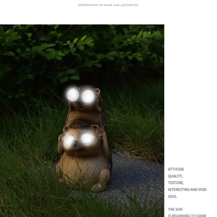 Resin Solar Animals Statue Sculpture Garden Decor Light Cute Ornaments Garden Art Decoration Outdoor Front Porch Patio Yard Home