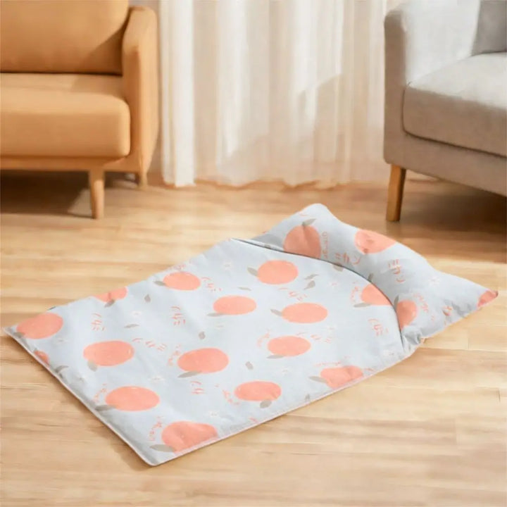 Cute Cartoon Pattern Cooling Pet Mat Ice Silk Breathable Anti-Slip Pet Pad Washable Scratch Resistant Dog Mat Summer Use