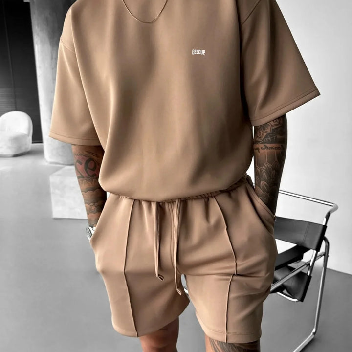 Men 2025 summer fashion sports design sense simple casual solid color quick drying short-sleeved T-shirt trend clothes