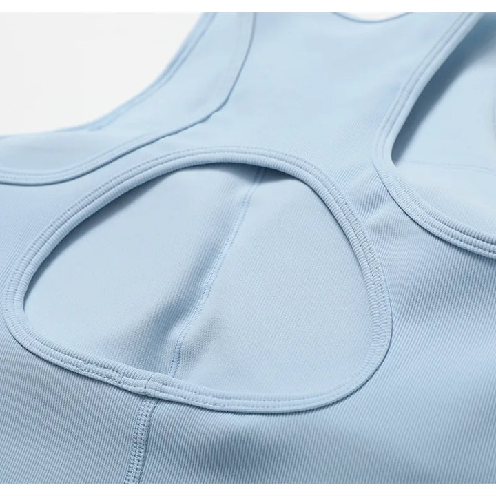 Women Seamless Rib Yoga Bra Female Fitness Crop Top Workout Gym Push Up Training Bra Athletic Back Hollow Yoga Vest Sportswear