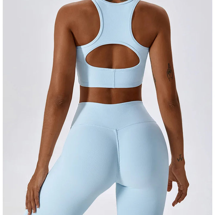 Women Seamless Rib Yoga Bra Female Fitness Crop Top Workout Gym Push Up Training Bra Athletic Back Hollow Yoga Vest Sportswear