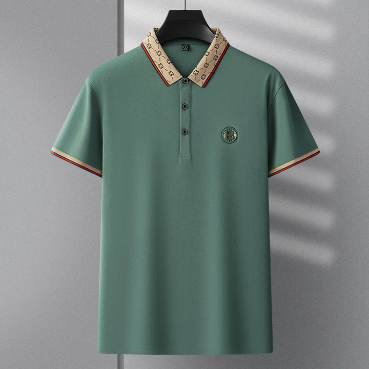 Men's Fashion 2025 Short sleeved Summer Polo Shirt High end Design Exquisite Ice Silk Embroidered Breathable T-shirt