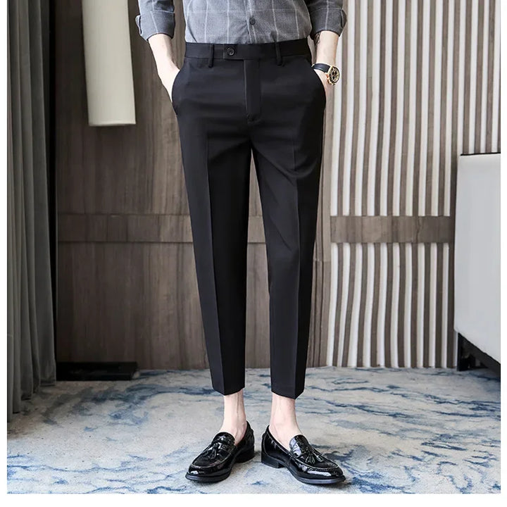 Fashionable Cropped Pants For Men Casual Trendy Spring Autumn New Arrival Small Trousers Draped No Ironing Cone Shaped Pants