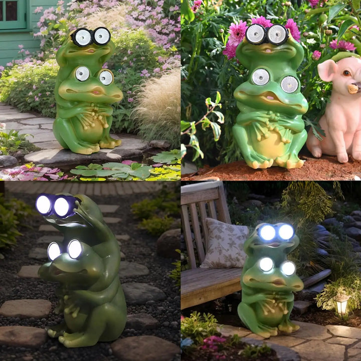 Resin Solar Animals Statue Sculpture Garden Decor Light Cute Ornaments Garden Art Decoration Outdoor Front Porch Patio Yard Home