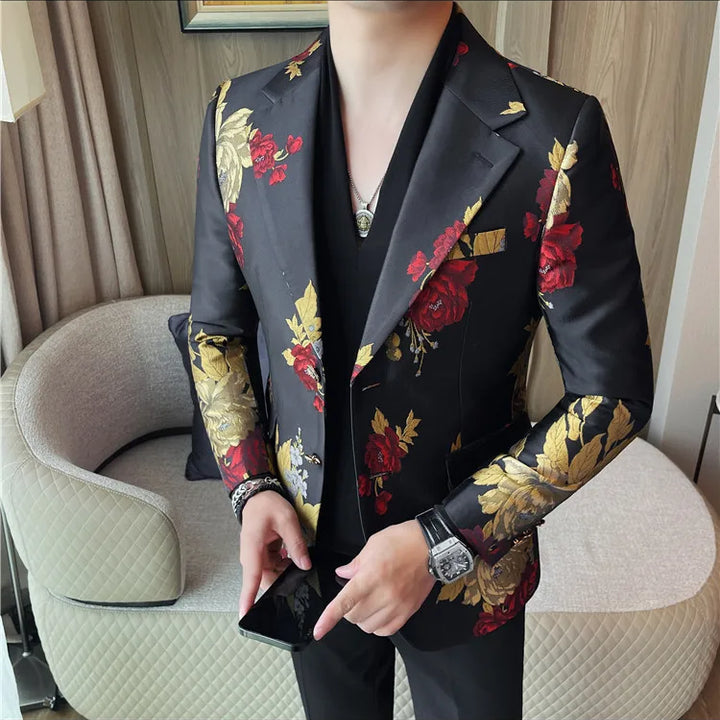 Men's suit jacket is fashionable, cool and versatile. It is a business casual and trendy embroidered suit jacket and suit jacket