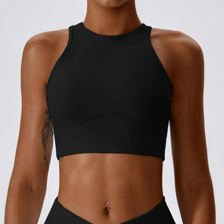 Women Seamless Rib Yoga Bra Female Fitness Crop Top Workout Gym Push Up Training Bra Athletic Back Hollow Yoga Vest Sportswear