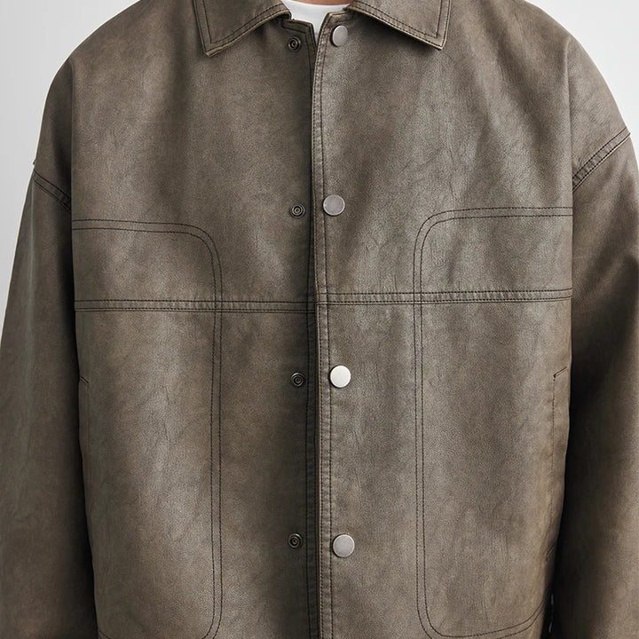Fashion Men‘s Leather Jacket British Style 2025 Autumn Winter Retro Warm Solid Casual Slimming Short Jacket Coats Men Clothing