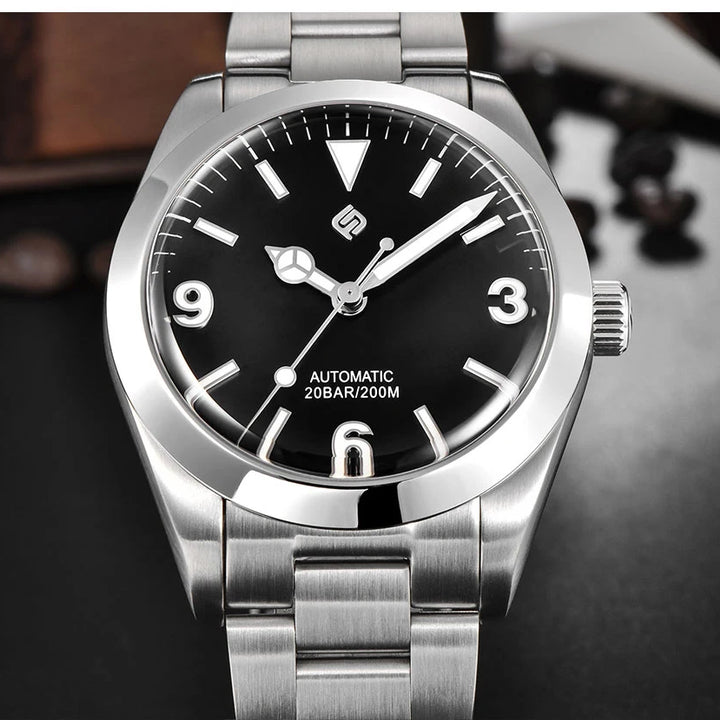 TERAMI New Mechanical Watches for Men NH35 Japan Movement Classic Sapphire Mirror 316L Stainless 200M Waterproof Automatic Clock